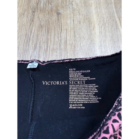 Y2K Victorias Secret XS Leopard Print Fold Over Lounge Shorts Black & Pink Stret - Picture 5 of 5